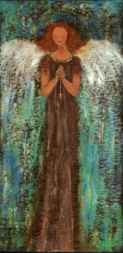 Praying Angel with Rosary by Chantal Littleton