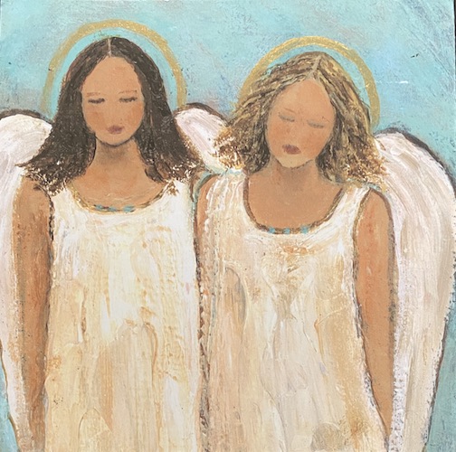 #32 Double Angel Square Card by Chantal Littleton